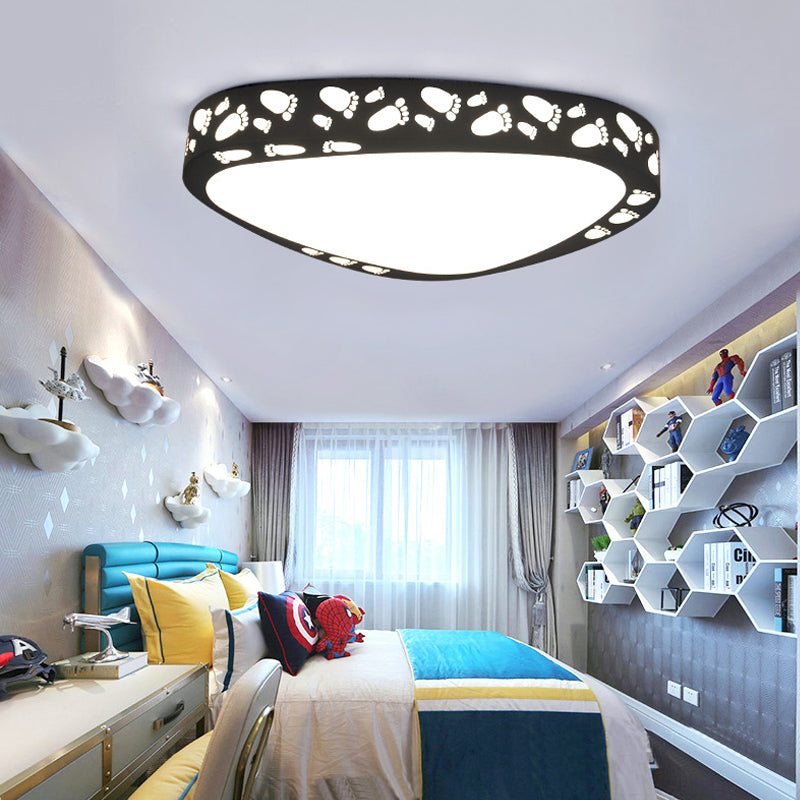 Baby Room Hollow Triangle Ceiling Fixture Metal Acrylic Modern LED Ceiling Mount Light Black White Clearhalo 'Ceiling Lights' 'Close To Ceiling Lights' 'Close to ceiling' 'Flush mount' Lighting' 191440