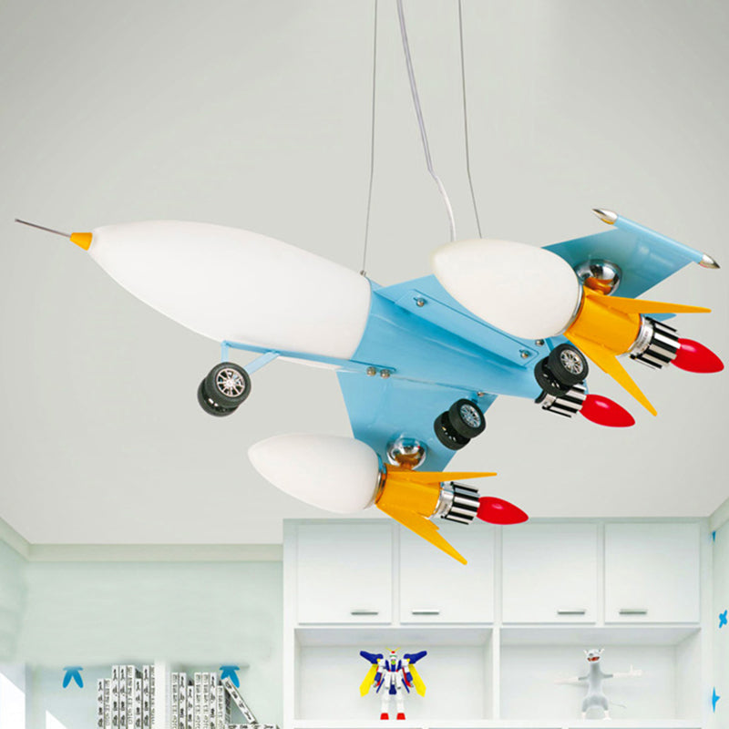 Blue Air Plane Pendant Light Cool Metal Suspension Light for Boys Bedroom Clearhalo 'Ceiling Lights' 'Chandeliers' Lighting' options 191491