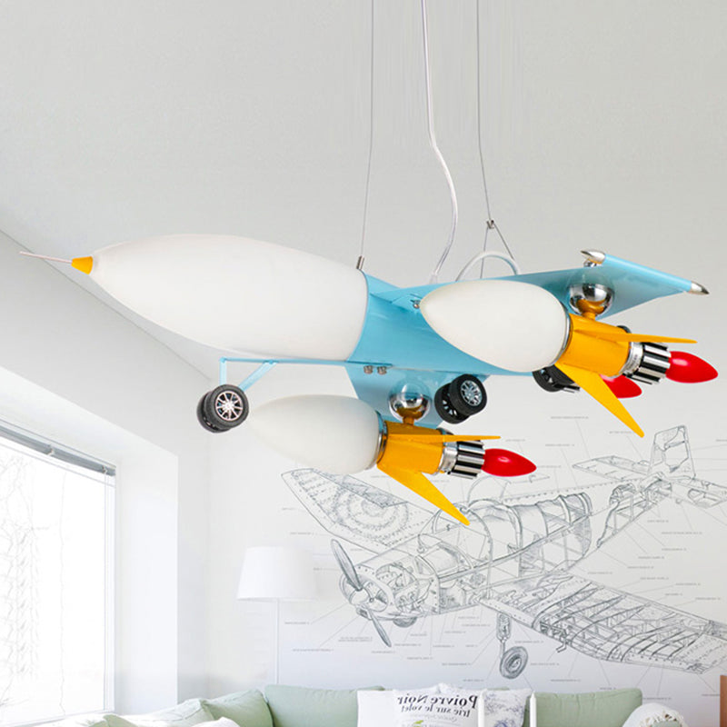 Blue Air Plane Pendant Light Cool Metal Suspension Light for Boys Bedroom Clearhalo 'Ceiling Lights' 'Chandeliers' Lighting' options 191492