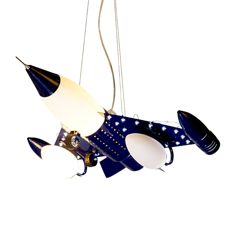 Blue Air Plane Pendant Light Cool Metal Suspension Light for Boys Bedroom Clearhalo 'Ceiling Lights' 'Chandeliers' Lighting' options 191497