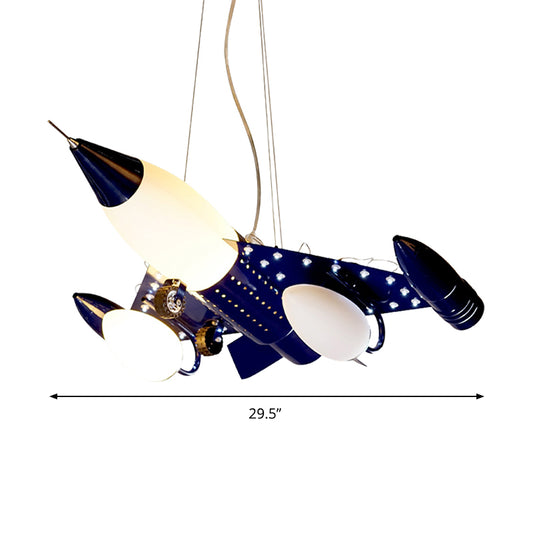 Blue Air Plane Pendant Light Cool Metal Suspension Light for Boys Bedroom Clearhalo 'Ceiling Lights' 'Chandeliers' Lighting' options 191498