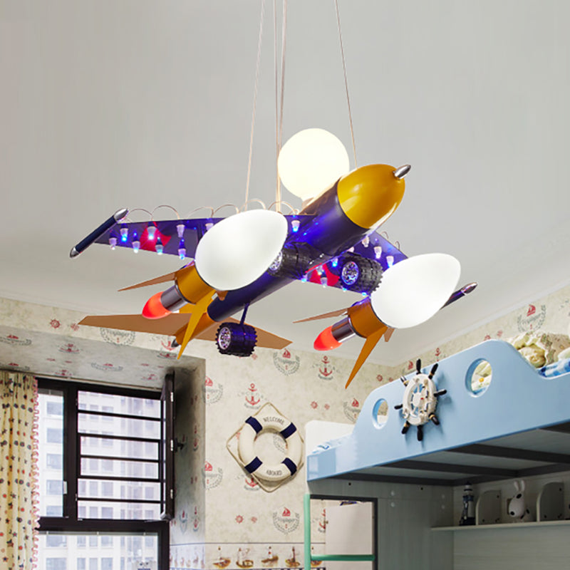 Blue Air Plane Pendant Light Cool Metal Suspension Light for Boys Bedroom Blue B Clearhalo 'Ceiling Lights' 'Chandeliers' Lighting' options 191500_27a8bcfa-1bec-4fb3-ae4d-e3c3330ea07c