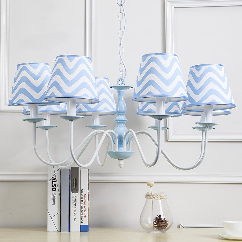 Blue Zig Zag Pendant Light with Fabric Shade Modern Metal Chandelier for Child Bedroom Clearhalo 'Ceiling Lights' 'Chandeliers' Lighting' options 191567