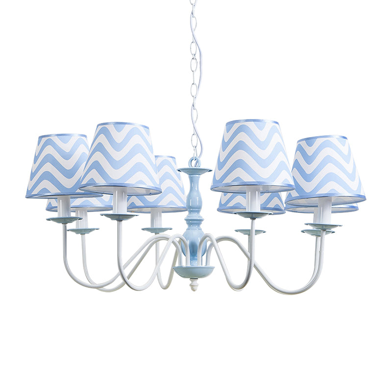 Blue Zig Zag Pendant Light with Fabric Shade Modern Metal Chandelier for Child Bedroom Clearhalo 'Ceiling Lights' 'Chandeliers' Lighting' options 191568