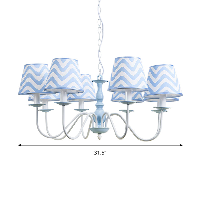 Blue Zig Zag Pendant Light with Fabric Shade Modern Metal Chandelier for Child Bedroom Clearhalo 'Ceiling Lights' 'Chandeliers' Lighting' options 191569