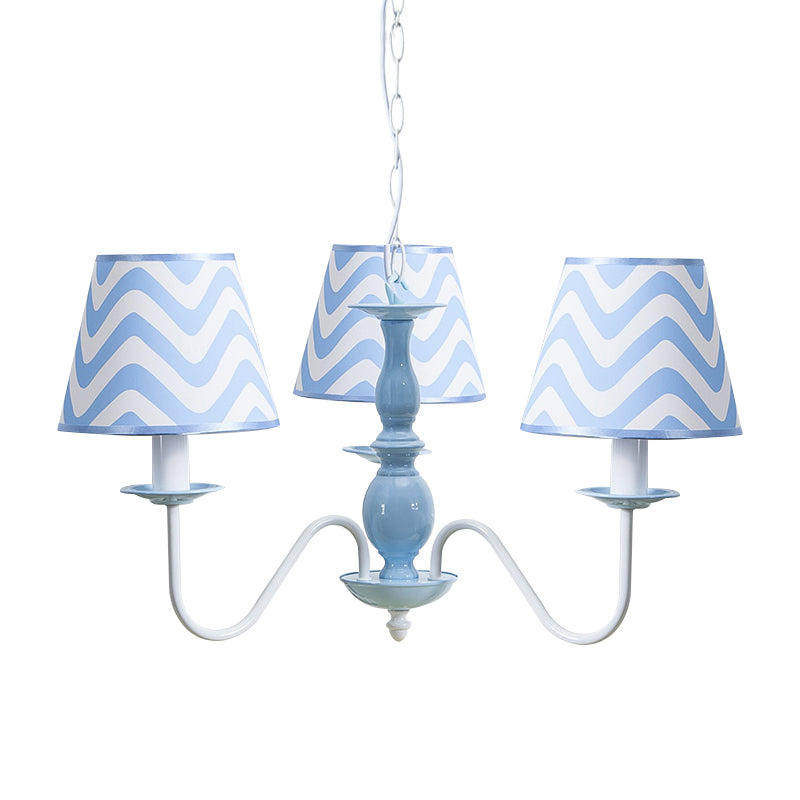 Blue Zig Zag Pendant Light with Fabric Shade Modern Metal Chandelier for Child Bedroom Clearhalo 'Ceiling Lights' 'Chandeliers' Lighting' options 191572