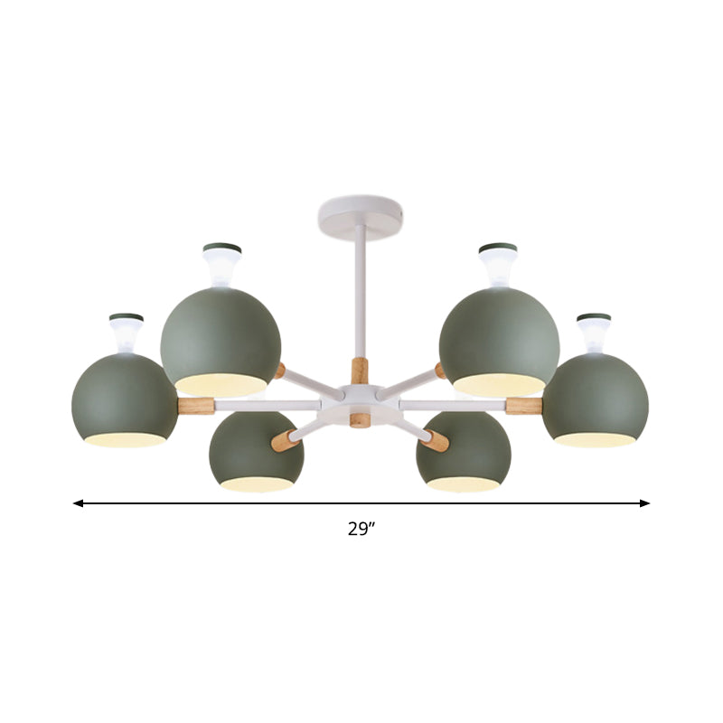 Art Deco Dome Pendant Lights Metal 6 Lights Hanging Chandelier for Living Room Clearhalo 'Ceiling Lights' 'Chandeliers' Lighting' options 191581