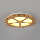 Beige Circular LED Flush Mount Light Kids Lovely Wooden Ceiling Lamp for Child Bedroom Beige B Clearhalo 'Ceiling Lights' 'Close To Ceiling Lights' 'Close to ceiling' 'Flush mount' Lighting' 191589