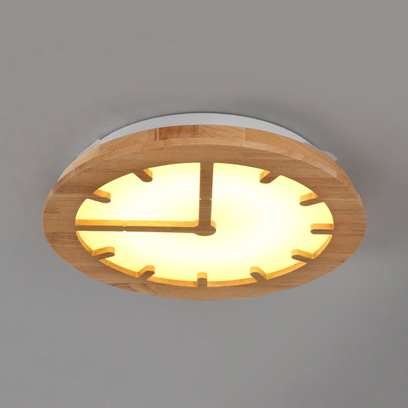 Beige Circular LED Flush Mount Light Kids Lovely Wooden Ceiling Lamp for Child Bedroom Beige A Clearhalo 'Ceiling Lights' 'Close To Ceiling Lights' 'Close to ceiling' 'Flush mount' Lighting' 191594