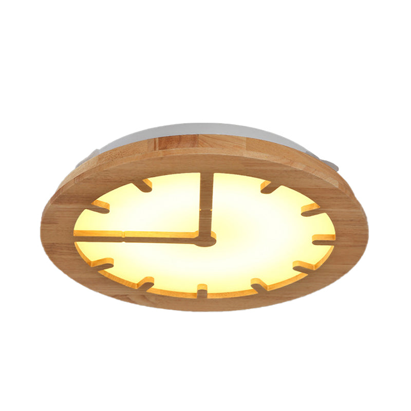 Beige Circular LED Flush Mount Light Kids Lovely Wooden Ceiling Lamp for Child Bedroom Clearhalo 'Ceiling Lights' 'Close To Ceiling Lights' 'Close to ceiling' 'Flush mount' Lighting' 191595