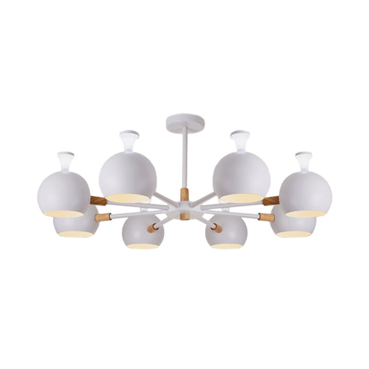 Living Room Dome Shape Hanging Light Iron 8 Bulbs Macaron Style Pendant Light Fixture Clearhalo 'Ceiling Lights' 'Chandeliers' Lighting' options 191615