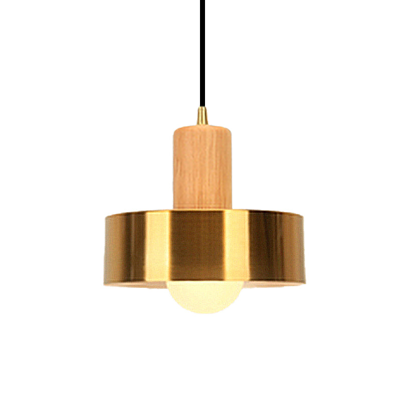 Modern Drum Shape Pendant Light 1 Light Metallic Ceiling Pendant Lamp in Gold for Kitchen Clearhalo 'Ceiling Lights' 'Modern Pendants' 'Modern' 'Pendant Lights' 'Pendants' Lighting' 191627