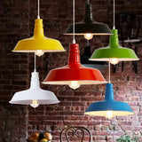 1 Head Rolled-Trim Barn Shade Pendant Lamp Industrial Red/Yellow/White Finish Hanging Light Kit Black Clearhalo 'Art Deco Pendants' 'Black' 'Cast Iron' 'Ceiling Lights' 'Ceramic' 'Crystal' 'Industrial Pendants' 'Industrial' 'Metal' 'Middle Century Pendants' 'Pendant Lights' 'Pendants' 'Rustic Pendants' 'Tiffany' Lighting' 1916636