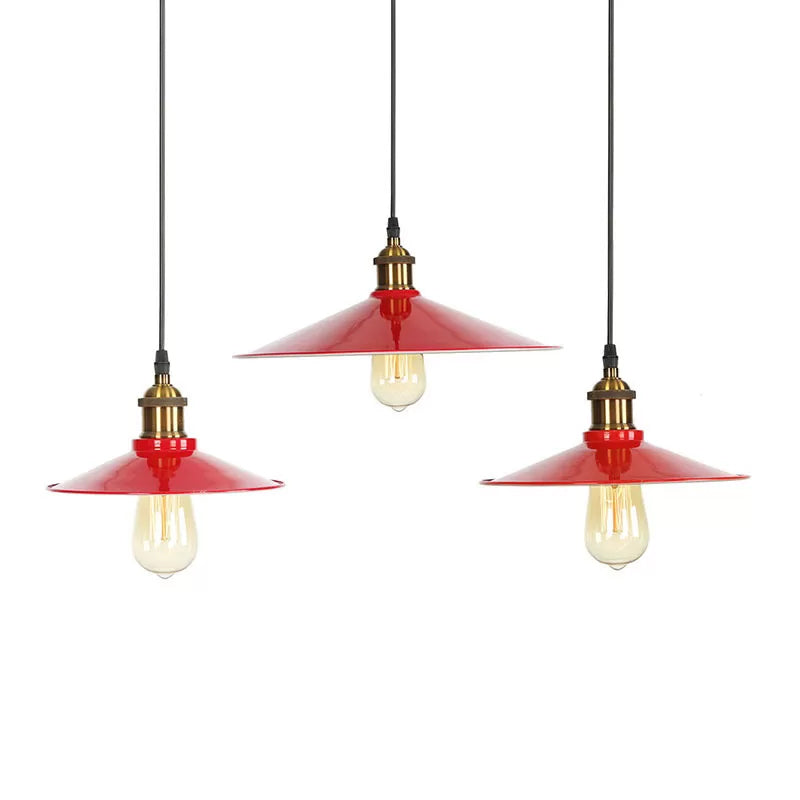 Red 1 Bulb Pendant Light Kit Loft Style Iron Saucer Shade Hanging Ceiling Light for Living Room, 8.5"/10"/14" W Red Clearhalo 'Art Deco Pendants' 'Cast Iron' 'Ceiling Lights' 'Ceramic' 'Crystal' 'Industrial Pendants' 'Industrial' 'Metal' 'Middle Century Pendants' 'Pendant Lights' 'Pendants' 'Tiffany' Lighting' 1916677