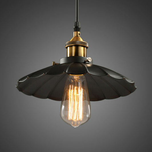 Floral Shade Beer Bar Drop Pendant Industrial Metallic 1 Head Black Ceiling Suspension Lamp, 10" Width Black 10" Clearhalo 'Art Deco Pendants' 'Black' 'Cast Iron' 'Ceiling Lights' 'Ceramic' 'Crystal' 'Industrial Pendants' 'Industrial' 'Metal' 'Middle Century Pendants' 'Pendant Lights' 'Pendants' 'Rustic Pendants' 'Tiffany' Lighting' 1916685