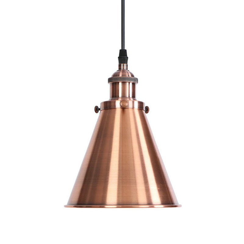 Rust/Copper/Brass Horn Shaped Pendant Lighting Industrial Metal 1-Light Bedside Pendulum Light Copper Clearhalo 'Art Deco Pendants' 'Black' 'Cast Iron' 'Ceiling Lights' 'Ceramic' 'Crystal' 'Industrial Pendants' 'Industrial' 'Metal' 'Middle Century Pendants' 'Pendant Lights' 'Pendants' 'Rustic Pendants' 'Tiffany' Lighting' 1916694