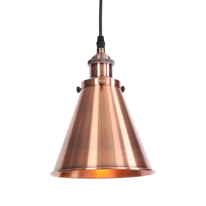 Rust/Copper/Brass Horn Shaped Pendant Lighting Industrial Metal 1-Light Bedside Pendulum Light Clearhalo 'Art Deco Pendants' 'Black' 'Cast Iron' 'Ceiling Lights' 'Ceramic' 'Crystal' 'Industrial Pendants' 'Industrial' 'Metal' 'Middle Century Pendants' 'Pendant Lights' 'Pendants' 'Rustic Pendants' 'Tiffany' Lighting' 1916695