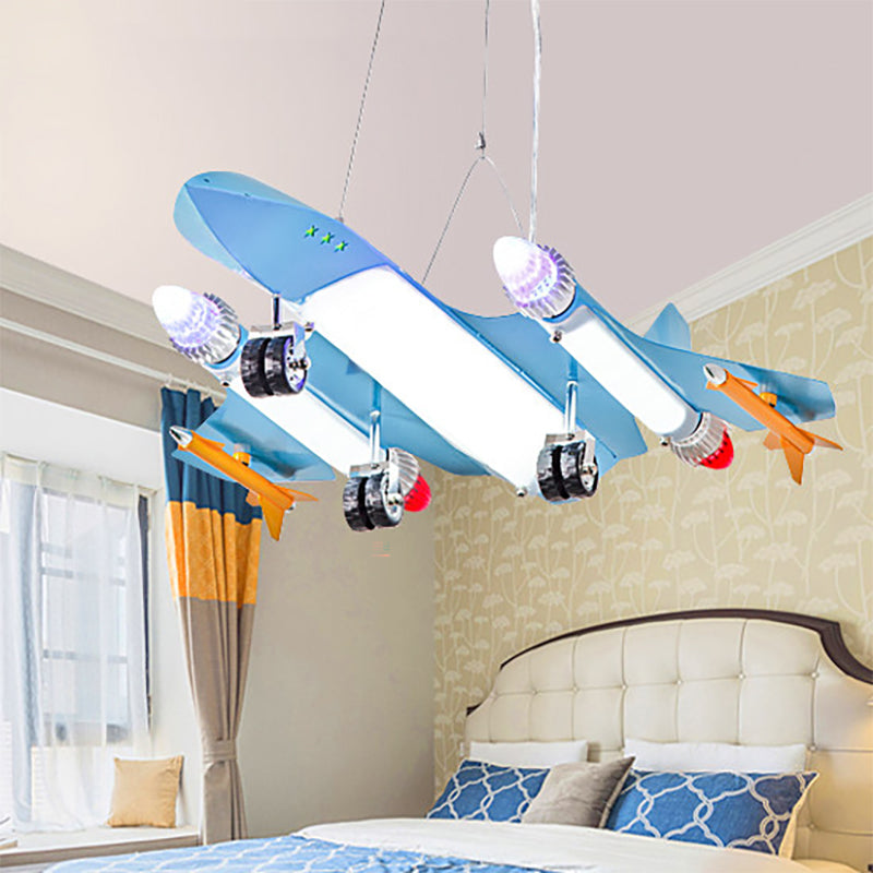 Plane Kindergarten Game Room Chandelier Metal Cartoon Kids Pendant Light in Sky Blue Clearhalo 'Ceiling Lights' 'Chandeliers' Lighting' options 191673