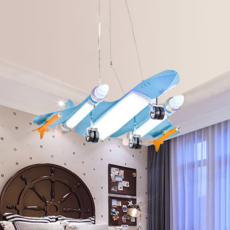 Plane Kindergarten Game Room Chandelier Metal Cartoon Kids Pendant Light in Sky Blue Clearhalo 'Ceiling Lights' 'Chandeliers' Lighting' options 191674