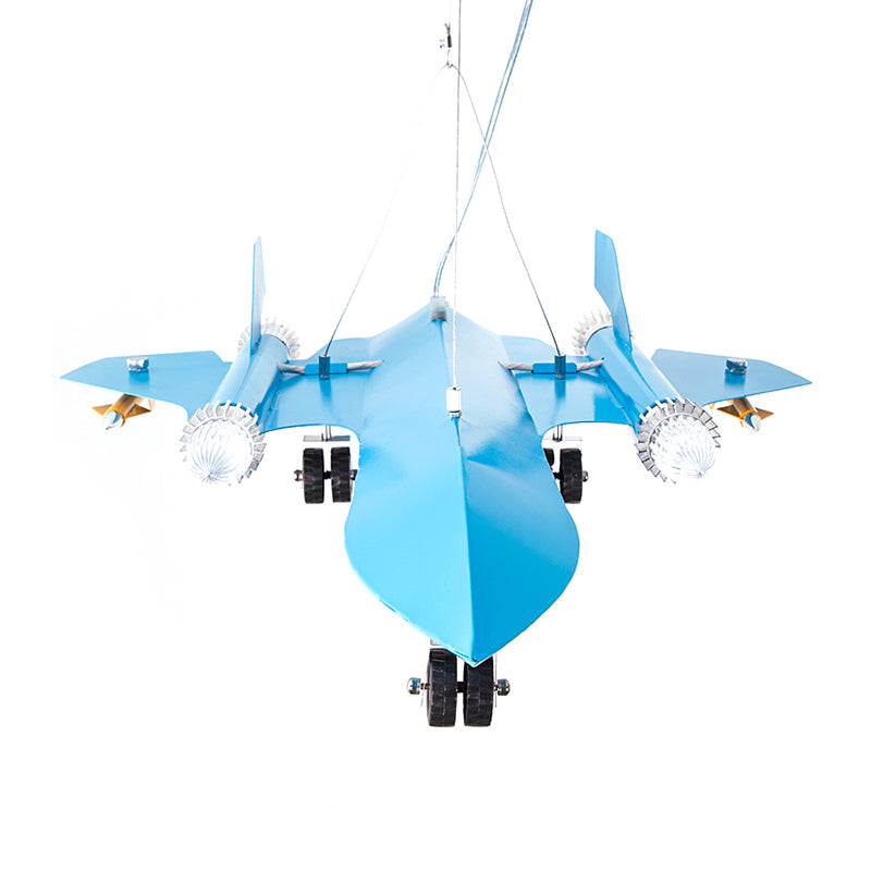 Plane Kindergarten Game Room Chandelier Metal Cartoon Kids Pendant Light in Sky Blue Clearhalo 'Ceiling Lights' 'Chandeliers' Lighting' options 191675