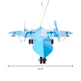 Plane Kindergarten Game Room Chandelier Metal Cartoon Kids Pendant Light in Sky Blue Clearhalo 'Ceiling Lights' 'Chandeliers' Lighting' options 191676