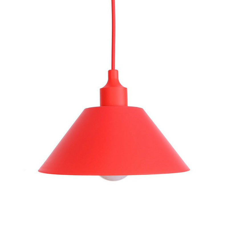 Single Iron Hanging Lamp Kit Industrial Red Tapered/Cage/Wide Flared Living Room Ceiling Pendant Light Clearhalo 'Art Deco Pendants' 'Cast Iron' 'Ceiling Lights' 'Ceramic' 'Crystal' 'Industrial Pendants' 'Industrial' 'Metal' 'Middle Century Pendants' 'Pendant Lights' 'Pendants' 'Tiffany' Lighting' 1916793