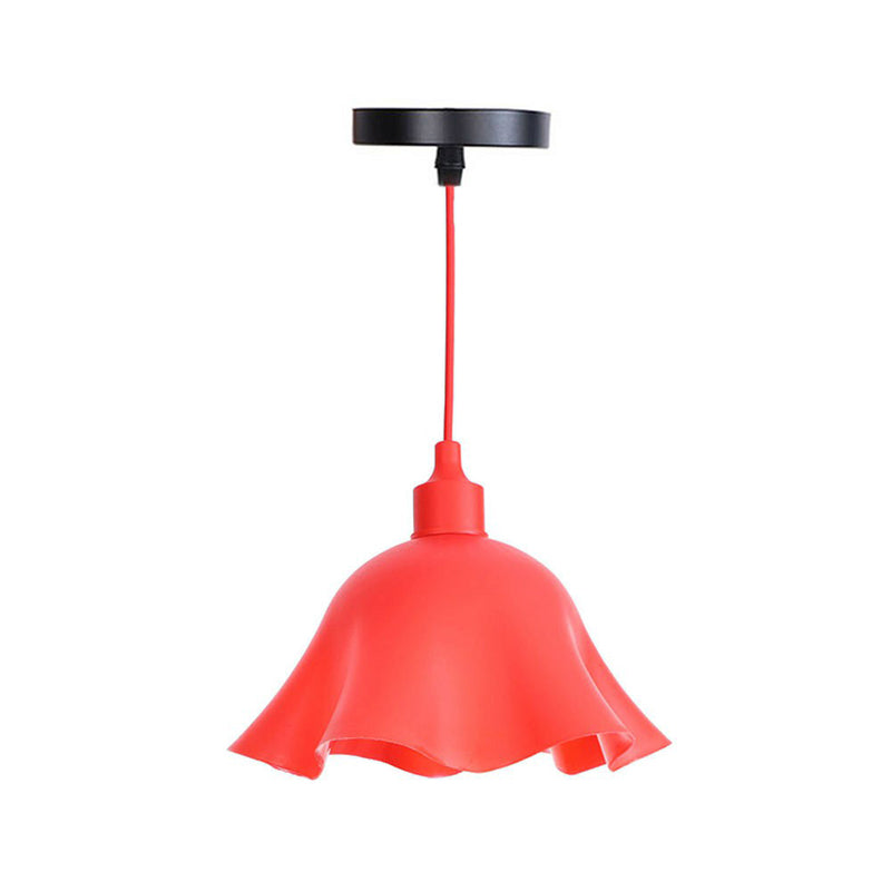 Single Iron Hanging Lamp Kit Industrial Red Tapered/Cage/Wide Flared Living Room Ceiling Pendant Light Red D Clearhalo 'Art Deco Pendants' 'Cast Iron' 'Ceiling Lights' 'Ceramic' 'Crystal' 'Industrial Pendants' 'Industrial' 'Metal' 'Middle Century Pendants' 'Pendant Lights' 'Pendants' 'Tiffany' Lighting' 1916801