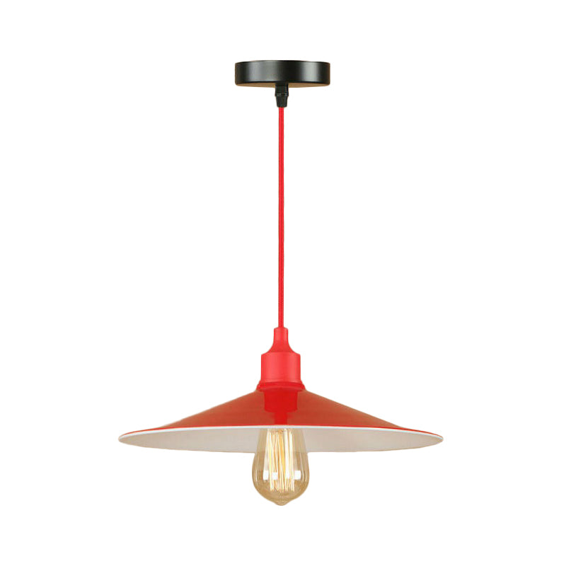 Red Saucer Suspension Lighting Factory Metal 1/3-Head Living Room Swag Pendant Light Clearhalo 'Art Deco Pendants' 'Cast Iron' 'Ceiling Lights' 'Ceramic' 'Crystal' 'Industrial Pendants' 'Industrial' 'Metal' 'Middle Century Pendants' 'Pendant Lights' 'Pendants' 'Tiffany' Lighting' 1916821