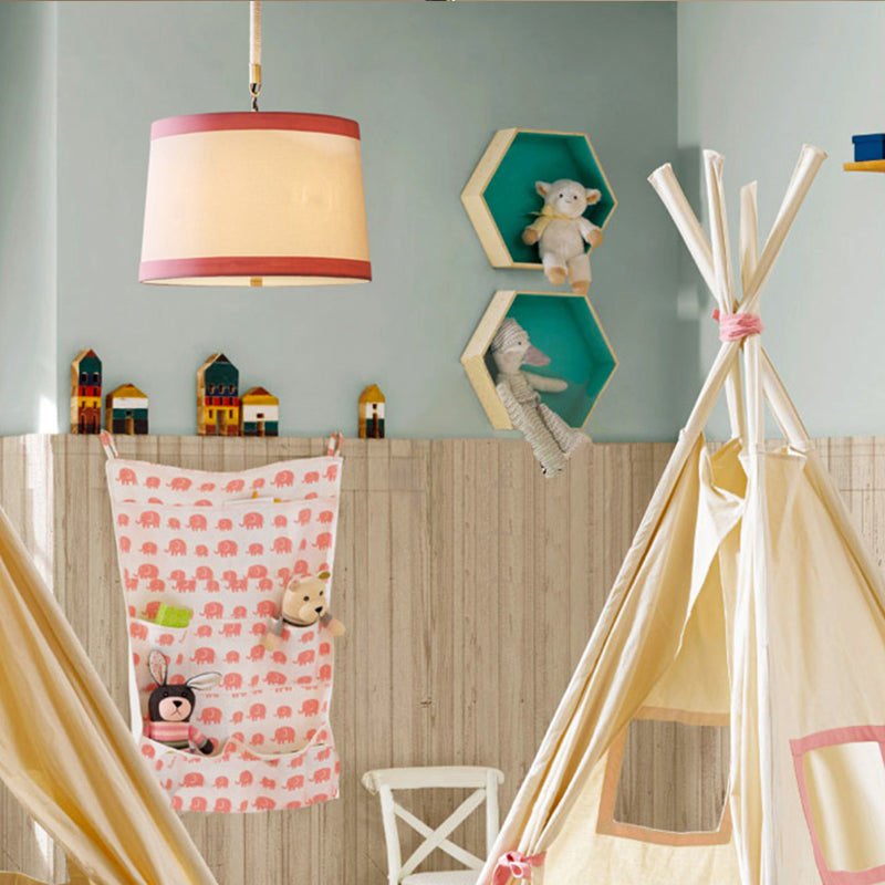 Fabric Drum Pendant Light Nursing Room 5 Bulbs Simple Style Hanging Light Clearhalo 'Ceiling Lights' 'Pendant Lights' 'Pendants' Lighting' 191688