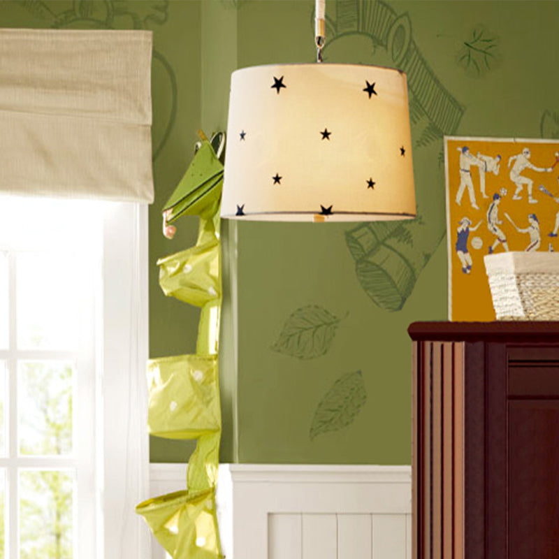 Fabric Drum Pendant Light Nursing Room 5 Bulbs Simple Style Hanging Light Clearhalo 'Ceiling Lights' 'Pendant Lights' 'Pendants' Lighting' 191691