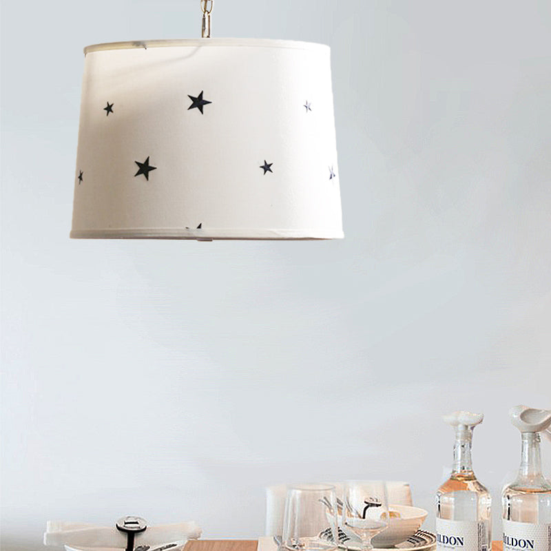 Fabric Drum Pendant Light Nursing Room 5 Bulbs Simple Style Hanging Light Clearhalo 'Ceiling Lights' 'Pendant Lights' 'Pendants' Lighting' 191692