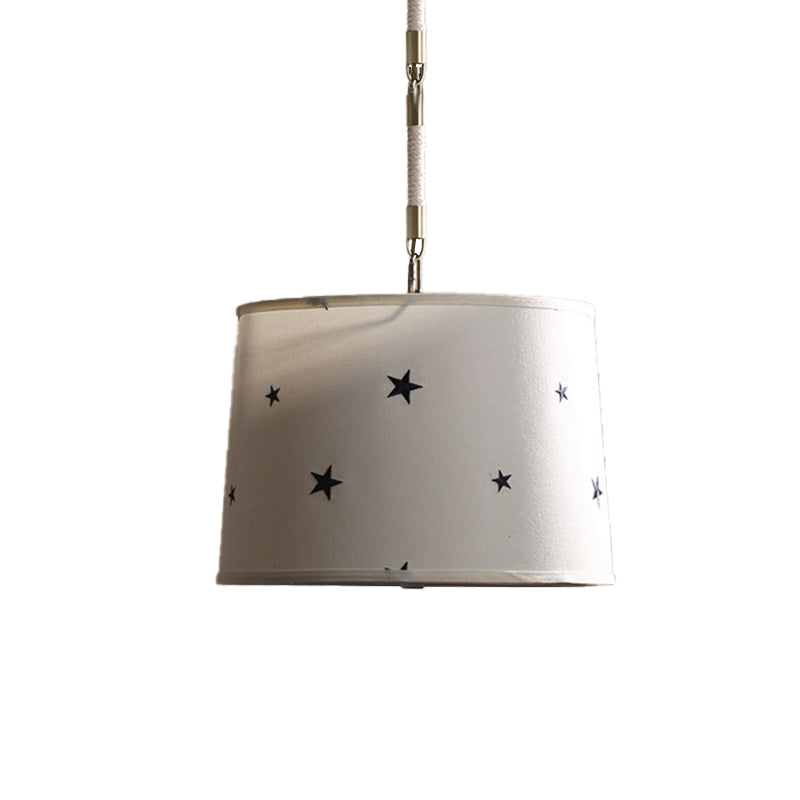 Fabric Drum Pendant Light Nursing Room 5 Bulbs Simple Style Hanging Light Clearhalo 'Ceiling Lights' 'Pendant Lights' 'Pendants' Lighting' 191693