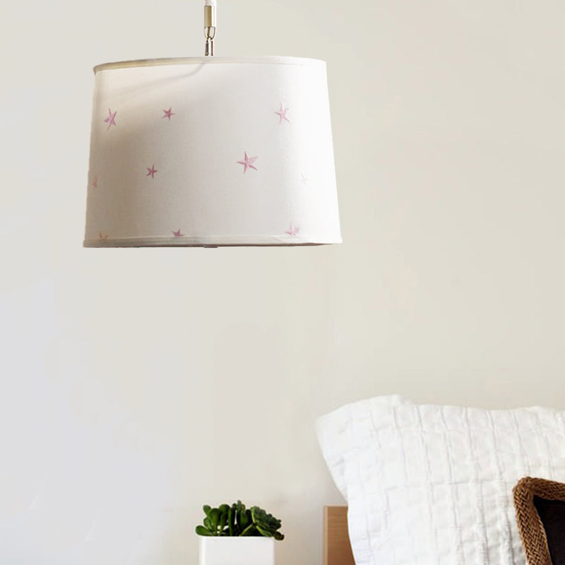 Fabric Drum Pendant Light Nursing Room 5 Bulbs Simple Style Hanging Light Clearhalo 'Ceiling Lights' 'Pendant Lights' 'Pendants' Lighting' 191695