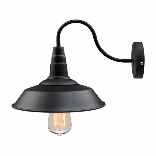 Black Finish 1 Head Wall Light Fixture Rural Iron Barn Wall Mount Lamp with Gooseneck Arm Black Clearhalo 'Art deco wall lights' 'Cast Iron' 'Glass' 'Industrial wall lights' 'Industrial' 'Middle century wall lights' 'Modern' 'Rustic wall lights' 'Tiffany' 'Traditional wall lights' 'Wall Lamps & Sconces' 'Wall Lights' Lighting' 1916967