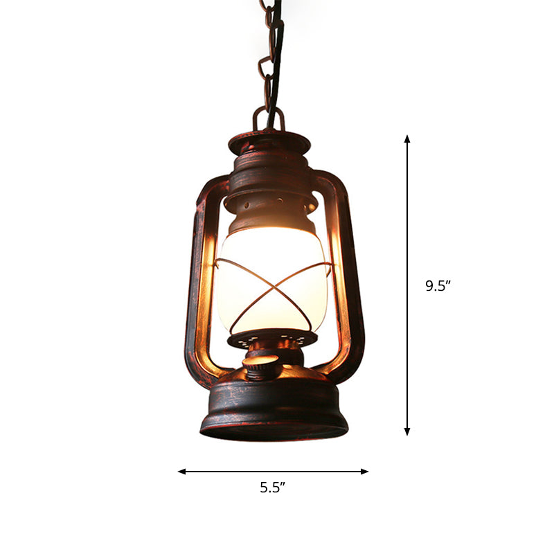 Milk Glass Kerosene Drop Pendant Farmhouse 5.5"/7"/8" Wide 1-Bulb Dining Room Hanging Light Fixture in Copper Clearhalo 'Art Deco Pendants' 'Cast Iron' 'Ceiling Lights' 'Ceramic' 'Crystal' 'Industrial Pendants' 'Industrial' 'Metal' 'Middle Century Pendants' 'Pendant Lights' 'Pendants' 'Tiffany' Lighting' 1917170