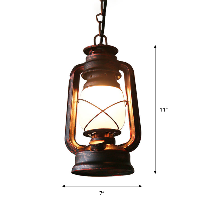 Milk Glass Kerosene Drop Pendant Farmhouse 5.5"/7"/8" Wide 1-Bulb Dining Room Hanging Light Fixture in Copper Clearhalo 'Art Deco Pendants' 'Cast Iron' 'Ceiling Lights' 'Ceramic' 'Crystal' 'Industrial Pendants' 'Industrial' 'Metal' 'Middle Century Pendants' 'Pendant Lights' 'Pendants' 'Tiffany' Lighting' 1917171