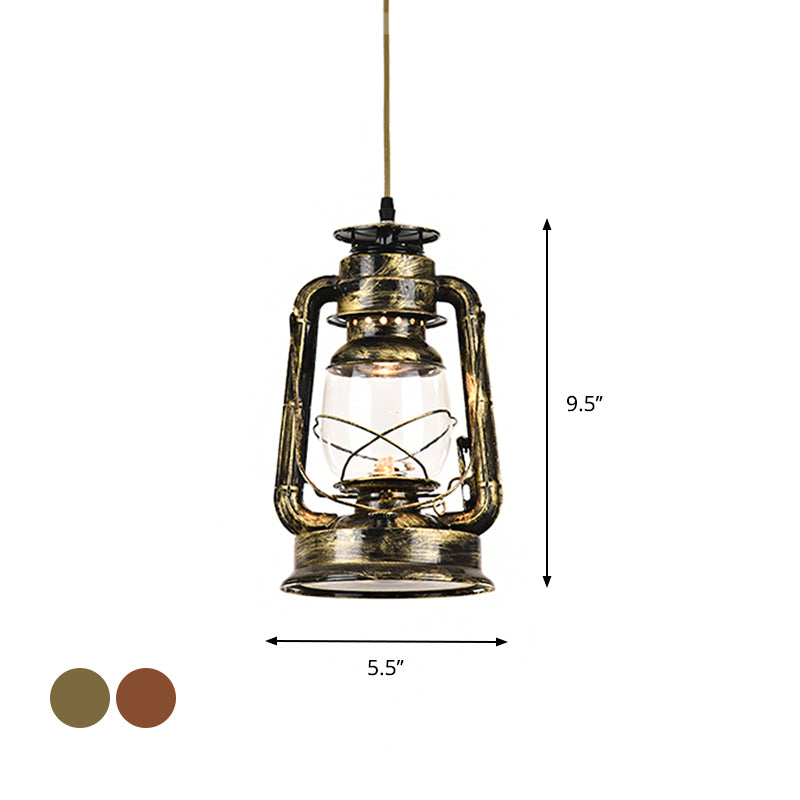 Kerosene Restaurant Pendant Lighting Antique Metal Single Bronze/Copper Finish Hanging Lamp, 5.5"/6.5"/8.5" Wide Clearhalo 'Art Deco Pendants' 'Cast Iron' 'Ceiling Lights' 'Ceramic' 'Crystal' 'Industrial Pendants' 'Industrial' 'Metal' 'Middle Century Pendants' 'Pendant Lights' 'Pendants' 'Tiffany' Lighting' 1917348