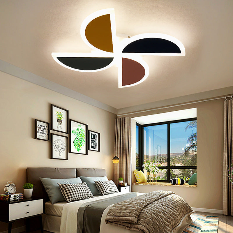 Cute Multi-Colored LED Ceiling Fixture Toy Windmill Acrylic Flush Ceiling Light for Living Room Black-Brown Clearhalo 'Ceiling Lights' 'Close To Ceiling Lights' 'Close to ceiling' 'Semi-flushmount' Lighting' 191735