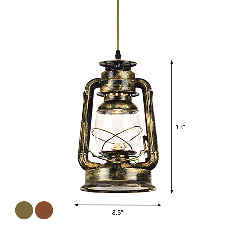 Kerosene Restaurant Pendant Lighting Antique Metal Single Bronze/Copper Finish Hanging Lamp, 5.5"/6.5"/8.5" Wide Clearhalo 'Art Deco Pendants' 'Cast Iron' 'Ceiling Lights' 'Ceramic' 'Crystal' 'Industrial Pendants' 'Industrial' 'Metal' 'Middle Century Pendants' 'Pendant Lights' 'Pendants' 'Tiffany' Lighting' 1917350