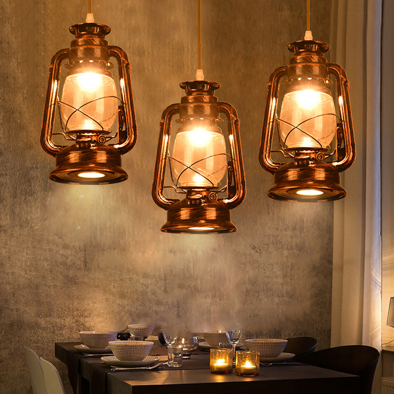 Kerosene Restaurant Pendant Lighting Antique Metal Single Bronze/Copper Finish Hanging Lamp, 5.5"/6.5"/8.5" Wide Copper Clearhalo 'Art Deco Pendants' 'Cast Iron' 'Ceiling Lights' 'Ceramic' 'Crystal' 'Industrial Pendants' 'Industrial' 'Metal' 'Middle Century Pendants' 'Pendant Lights' 'Pendants' 'Tiffany' Lighting' 1917351