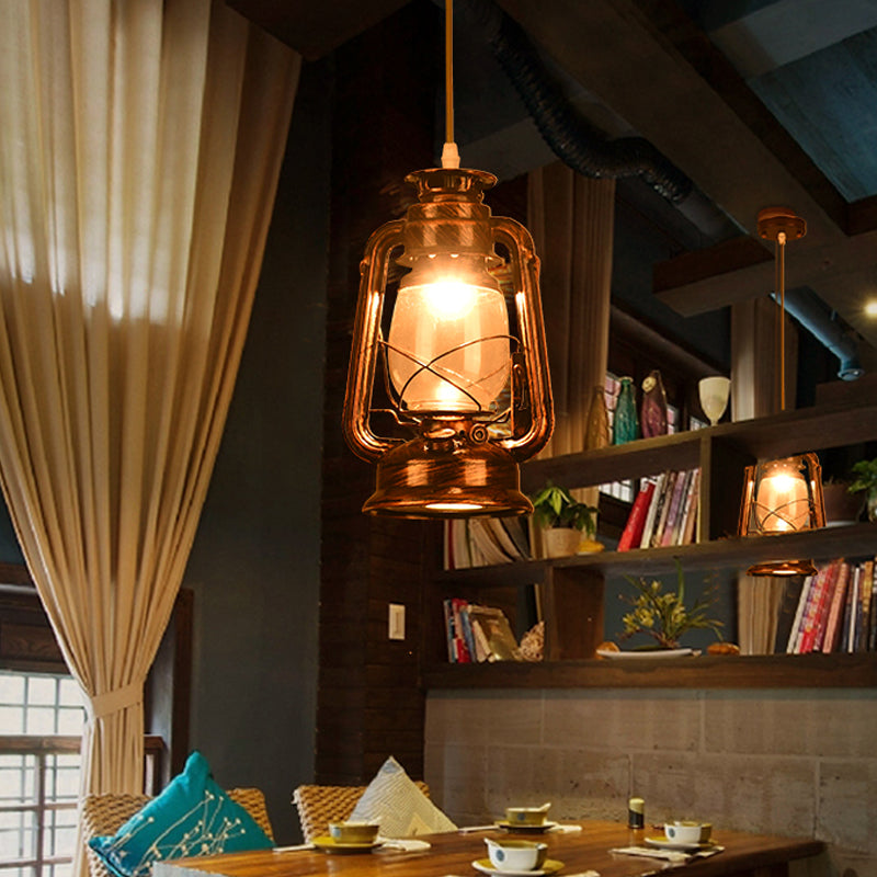 Kerosene Restaurant Pendant Lighting Antique Metal Single Bronze/Copper Finish Hanging Lamp, 5.5"/6.5"/8.5" Wide Clearhalo 'Art Deco Pendants' 'Cast Iron' 'Ceiling Lights' 'Ceramic' 'Crystal' 'Industrial Pendants' 'Industrial' 'Metal' 'Middle Century Pendants' 'Pendant Lights' 'Pendants' 'Tiffany' Lighting' 1917353