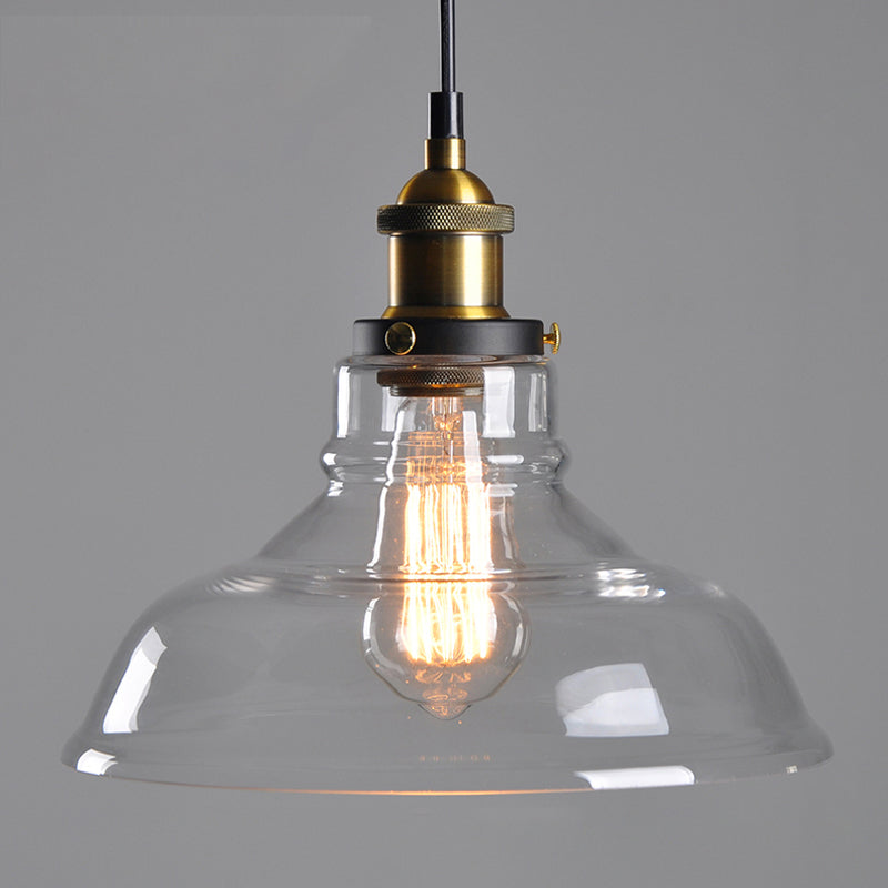 Single-Bulb Pendant Lighting Farmhouse Dining Room Ceiling Hang Lamp with Barn Amber Glass Shade Clearhalo 'Ceiling Lights' 'Glass shade' 'Glass' 'Industrial Pendants' 'Industrial' 'Middle Century Pendants' 'Pendant Lights' 'Pendants' 'Tiffany' Lighting' 1917424