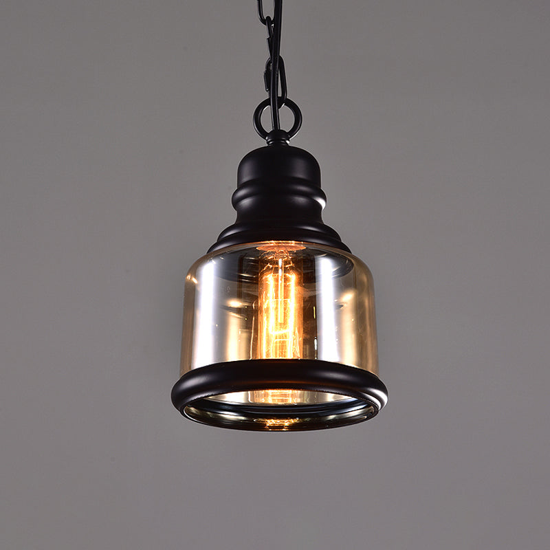 Black Globe/Bottle/Oval Drop Pendant Industrial Smoky Grey Glass 1 Head Kitchen Hanging Light Kit Clearhalo 'Ceiling Lights' 'Close To Ceiling Lights' 'Glass shade' 'Glass' 'Industrial Pendants' 'Industrial' 'Middle Century Pendants' 'Pendant Lights' 'Pendants' 'Tiffany' Lighting' 1917447