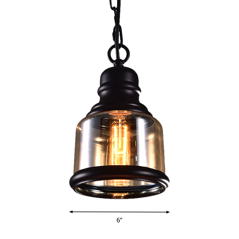 Black Globe/Bottle/Oval Drop Pendant Industrial Smoky Grey Glass 1 Head Kitchen Hanging Light Kit Clearhalo 'Ceiling Lights' 'Close To Ceiling Lights' 'Glass shade' 'Glass' 'Industrial Pendants' 'Industrial' 'Middle Century Pendants' 'Pendant Lights' 'Pendants' 'Tiffany' Lighting' 1917448