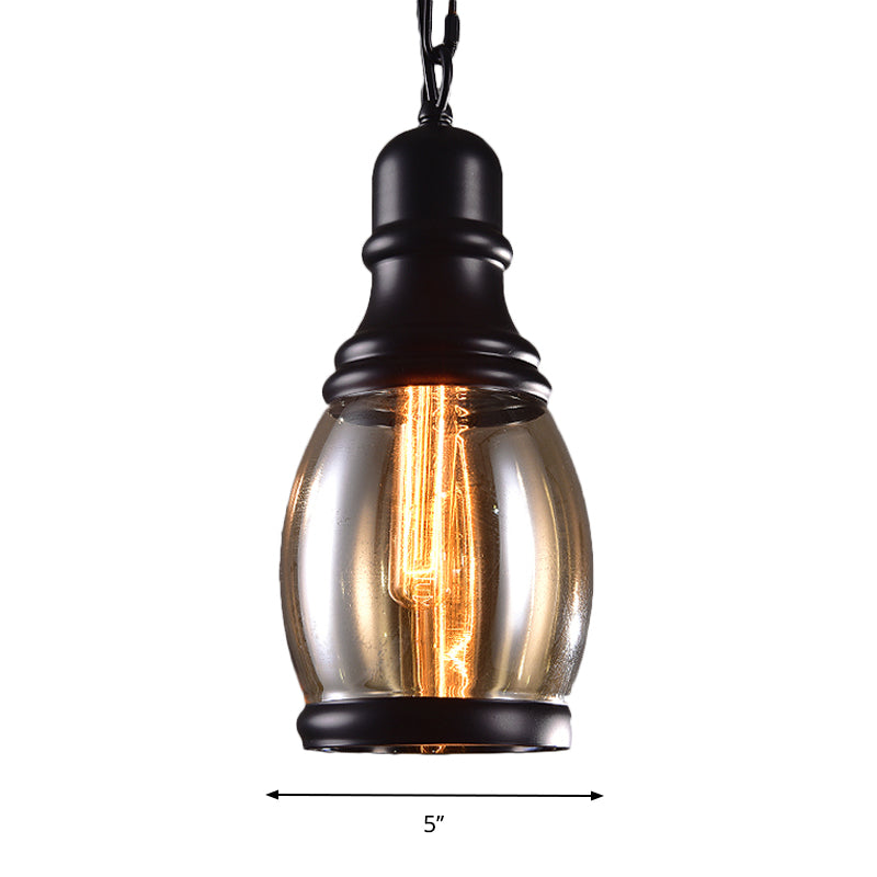 Black Globe/Bottle/Oval Drop Pendant Industrial Smoky Grey Glass 1 Head Kitchen Hanging Light Kit Clearhalo 'Ceiling Lights' 'Close To Ceiling Lights' 'Glass shade' 'Glass' 'Industrial Pendants' 'Industrial' 'Middle Century Pendants' 'Pendant Lights' 'Pendants' 'Tiffany' Lighting' 1917451