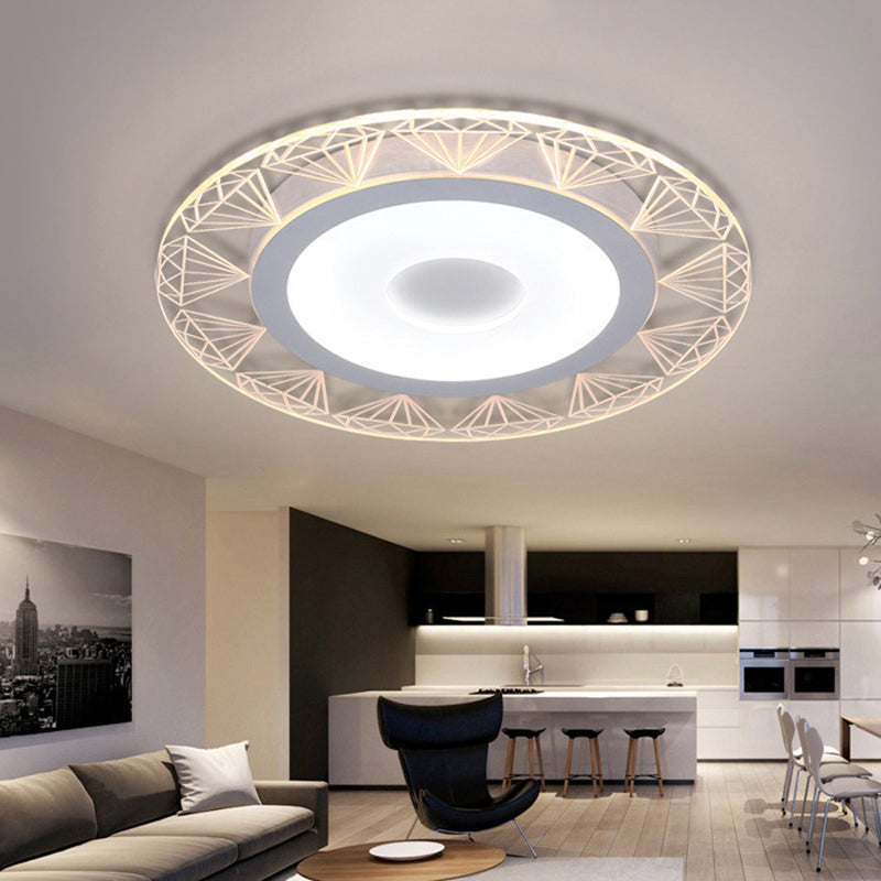 Round LED Ceiling Mount Light with Diamond Wire Modern Acrylic Ceiling Lamp in White for Kindergarten Beige Warm Clearhalo 'Ceiling Lights' 'Close To Ceiling Lights' 'Close to ceiling' 'Flush mount' Lighting' 191767