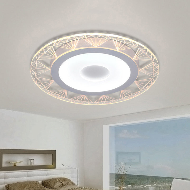 Round LED Ceiling Mount Light with Diamond Wire Modern Acrylic Ceiling Lamp in White for Kindergarten Clearhalo 'Ceiling Lights' 'Close To Ceiling Lights' 'Close to ceiling' 'Flush mount' Lighting' 191768