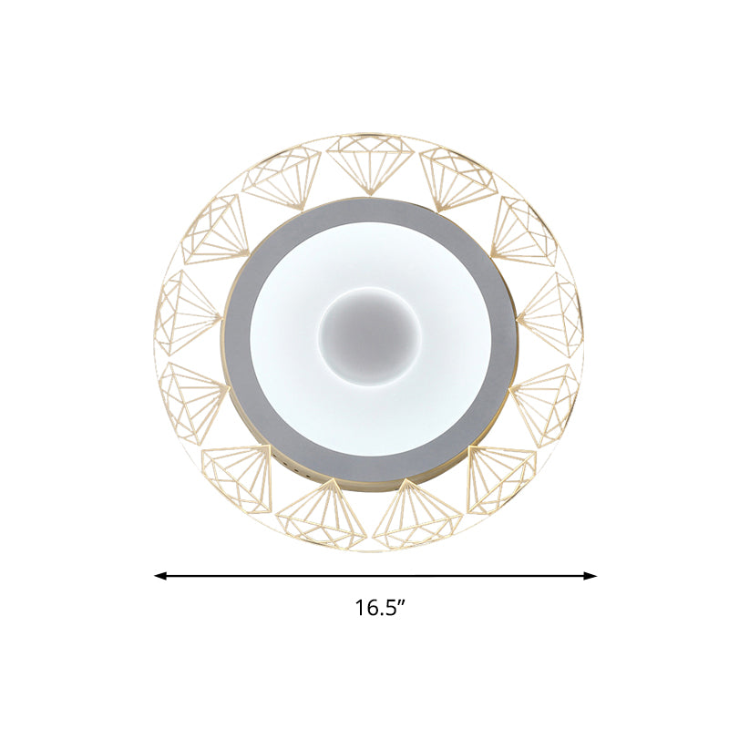 Round LED Ceiling Mount Light with Diamond Wire Modern Acrylic Ceiling Lamp in White for Kindergarten Clearhalo 'Ceiling Lights' 'Close To Ceiling Lights' 'Close to ceiling' 'Flush mount' Lighting' 191770