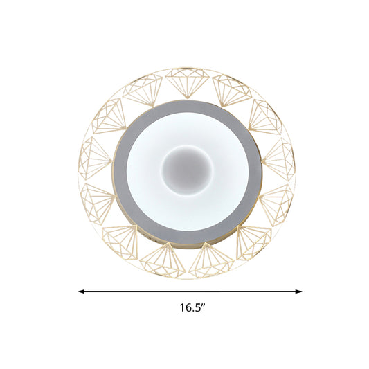 Round LED Ceiling Mount Light with Diamond Wire Modern Acrylic Ceiling Lamp in White for Kindergarten Clearhalo 'Ceiling Lights' 'Close To Ceiling Lights' 'Close to ceiling' 'Flush mount' Lighting' 191770