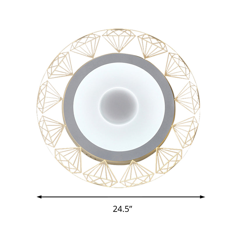 Round LED Ceiling Mount Light with Diamond Wire Modern Acrylic Ceiling Lamp in White for Kindergarten Clearhalo 'Ceiling Lights' 'Close To Ceiling Lights' 'Close to ceiling' 'Flush mount' Lighting' 191772